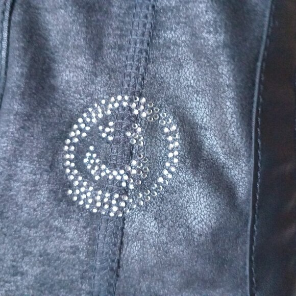 Sportalm Women's Black Faux Leather Jacket Swarovski Biker Urban Whimsigoth Sz 8 - Picture 9 of 12